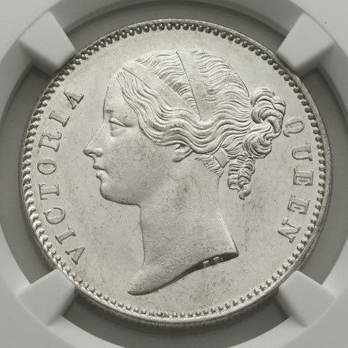 イギリス領インド 1840年(B&C) ヴィクトリア女王 1ルピー銀貨 MS64:8240589-002